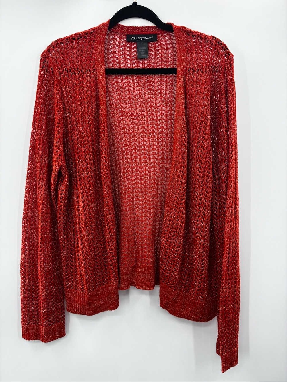 Ashley Stewart Open-Weave Orange-Red Cardigan size:18/20